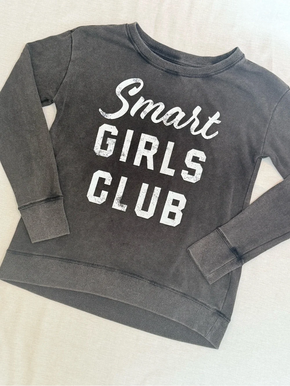Justice Smart Girls Club Black Cropped Sweatshirt Pullover Size 14/16 EUC